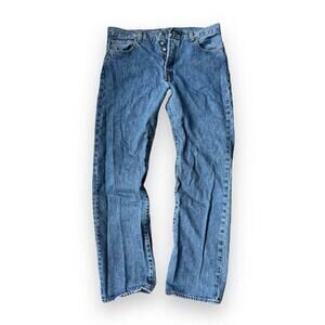 Vintage 90s Levis 501 Denim Jeans 36x32 Button Fly Medium Wash Red Tub G…​